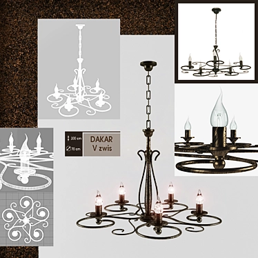 Traditional 5-Light Chandelier in Brown 3D model image 1 