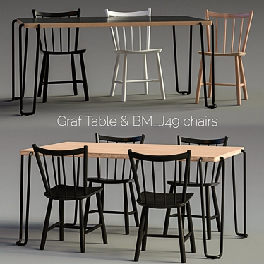 Sleek Graf Table Set: BM J49 3D model image 1 