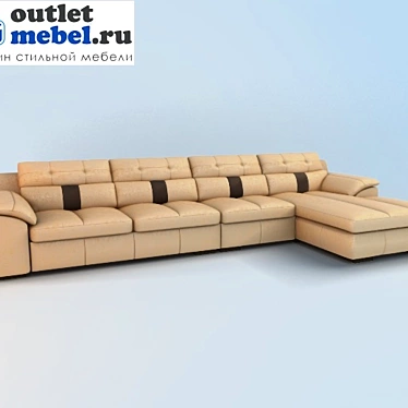 Stylish Sofa Roy: Genuine Leather, French Sleeper, Storage 3D model image 1 