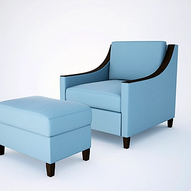 Elegant Blue Upholstered Armchair 3D model image 1 