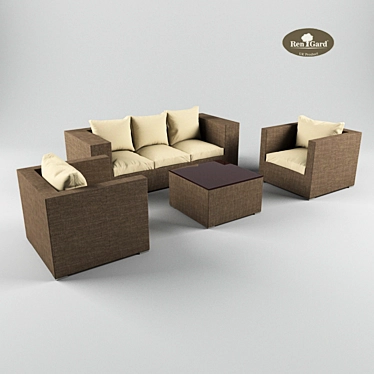 Modern 5-Person Lounge Group 3D model image 1 