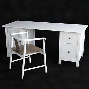 Sleek White Wood Office Set 3D model image 1 