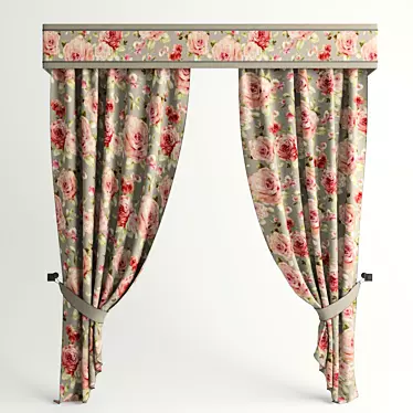 Floral Curtains: Stylish & Vibrant 3D model image 1 
