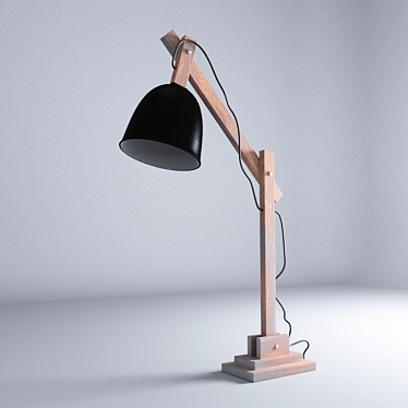 Architect Lamp | 70cm Height | Metal/Wood | Black/White 3D model image 1 