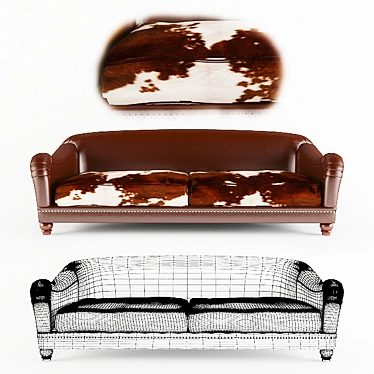 Custom Cowhide Sofa 3D model image 1 