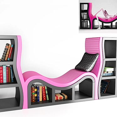 Curved Wood Bookshelf: Contemporary Design 3D model image 1 