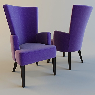 Velvet High-Back Birch Chair - Elegant Chameleon Violet 3D model image 1 