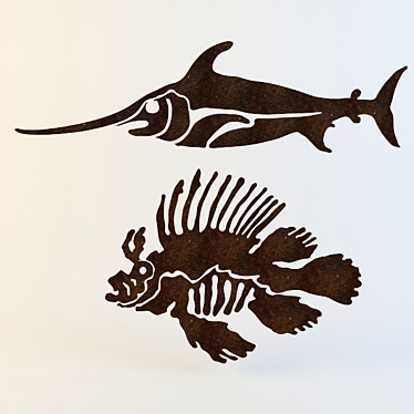 Extruded Wall Ornamental Fish 3D model image 1 