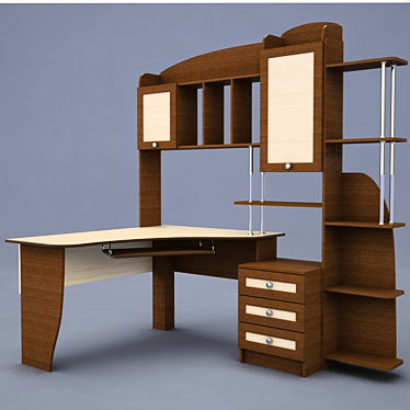 Spacious Multi-Functional Computer Desk 3D model image 1 