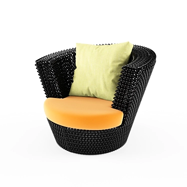 Round Rattan Chair 3D model image 1 