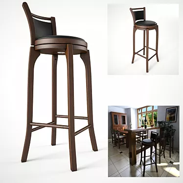 Sleek Swivel Bar Stool 3D model image 1 