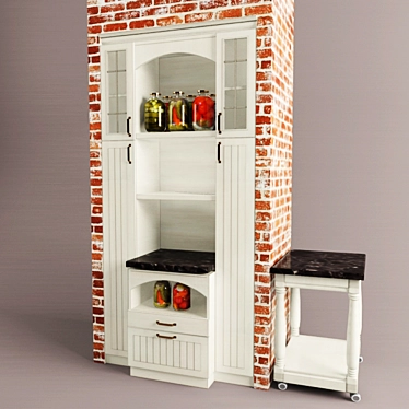 Country-style Kitchen Cupboard 3D model image 1 