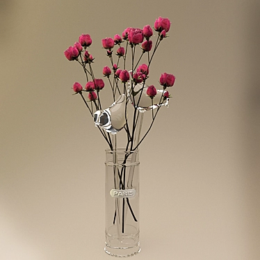 Elegant Rose & Bird Vase 3D model image 1 