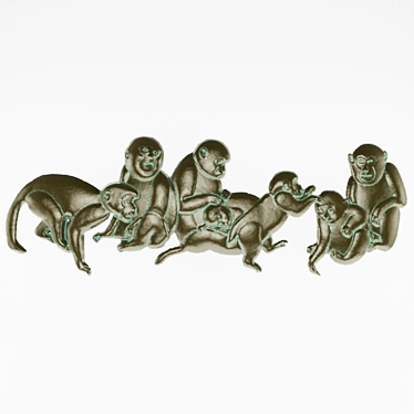 Playful Monkey Wall Relief 3D model image 1 