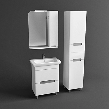 Aqua Rhodes Boston 65 - Compact Bathroom Vanity Set 3D model image 1 