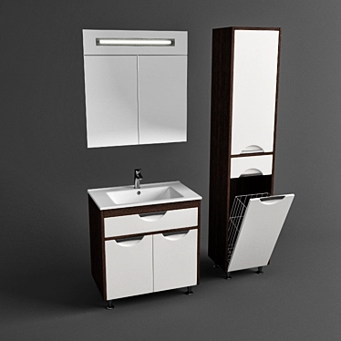 Aqua Nika 750: Vanity Set with Mirror & Cabinet 3D model image 1 