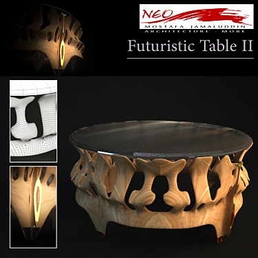 Futuristic Wood Table: iNeo Design 3D model image 1 