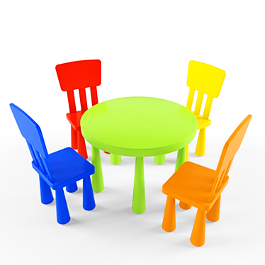 IKEA Kids Highchairs and Table 3D model image 1 