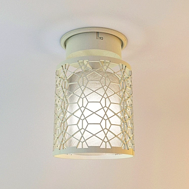 Modern White Metal and Glass Ceiling Lamp 3D model image 1 