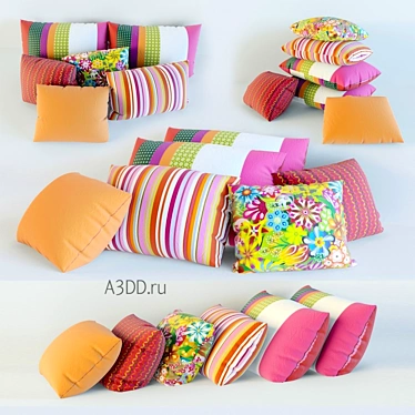 Versatile Decorative Pillows with Textured Materials (FBX File) 3D model image 1 