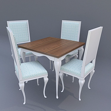 White Classic Chair with Chairs 3D model image 1 