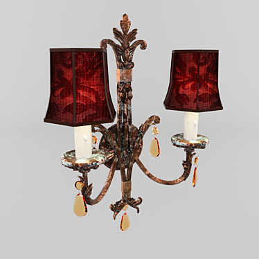 Floriated Bronze Sconce with Amber Crystal Drops 3D model image 1 