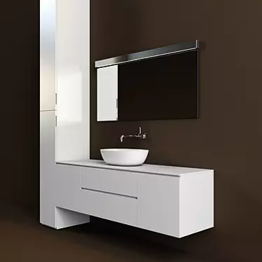 Sleek Vanity Set: Washbasin & Cabinet 3D model image 1 
