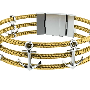 Anchor Chain Men's Bracelet 3D model image 1 