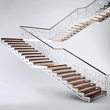 Modern Handrail Stairs 3D model image 1 