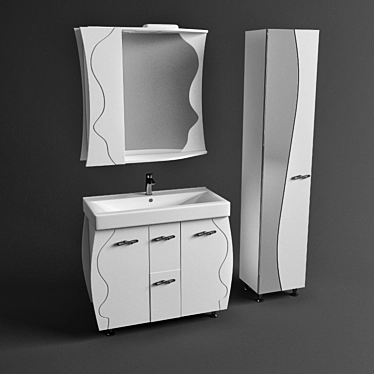 Aqua Rhodes Solo 90 Bathroom Set 3D model image 1 