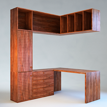 Corner Table & Wardrobe Set 3D model image 1 