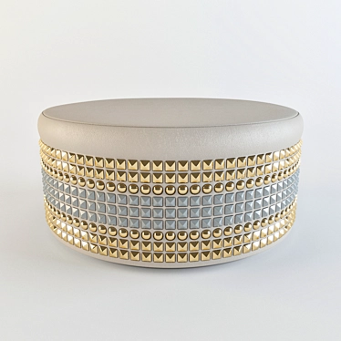 Luxury Salon Footstool: Sumptuous Fabric & Stud Detailing 3D model image 1 