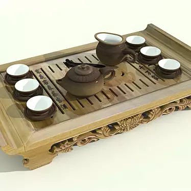 Zen Tea Ceremony Set 3D model image 1 