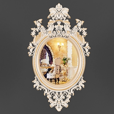 Elegant Baroque Carved Mirror 3D model image 1 