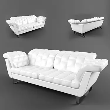 Elegant White Leather Sofa 3D model image 1 