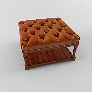 Vintage Leather Club Stool 3D model image 1 