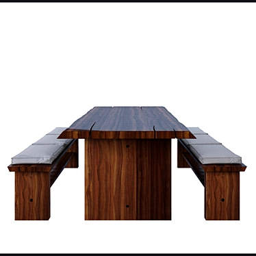 Rustic Wooden Table Set 3D model image 1 