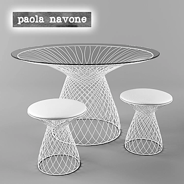 Table & Stool Set  Paola Navone Collection 3D model image 1 