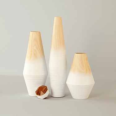 Modern Wood Ombre Vases: Timeless Elegance 3D model image 1 
