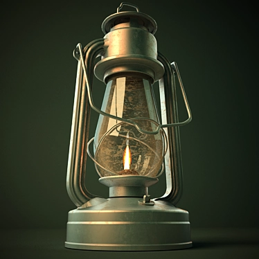 Vintage Kerosene Lantern: Portable and Wind-Resistant 3D model image 1 