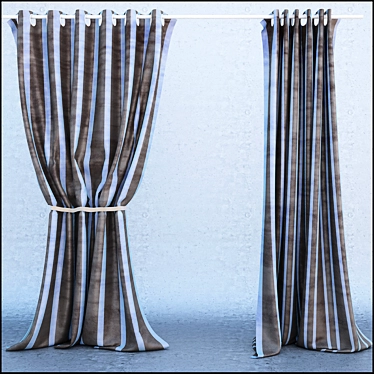 Title: Elegance Embroidered Curtains 3D model image 1 