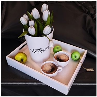 Tulip Tray: Coffee & Floral Bliss 3D model image 1 