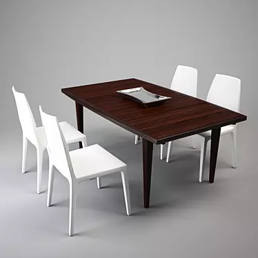 Sleek Dining Set with Chairs 3D model image 1 