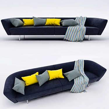 Elegant Velvet Sofa 3D model image 1 