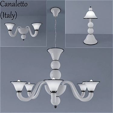 Set of chandelier, sconce, Canaletto lamp