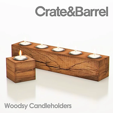 Rustic Woodsy Candleholders 3D model image 1 