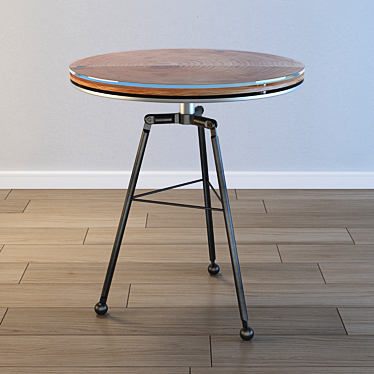 Designer Coffee Table: Metal Base, Wooden & Glass Top 3D model image 1 