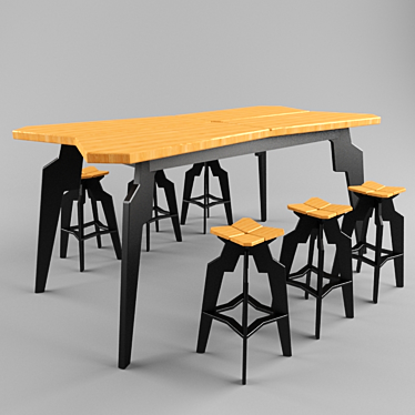 Modern Splice Dining Set 3D model image 1 