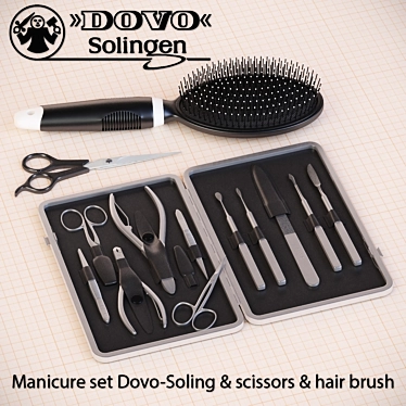 Dovo-Solingen Manicure Set: Scissors and Hairbrush 3D model image 1 