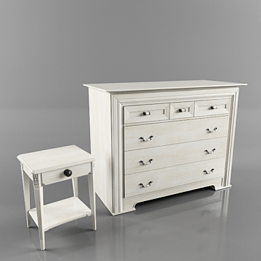 Provence-Inspired Chest & Nightstand 3D model image 1 